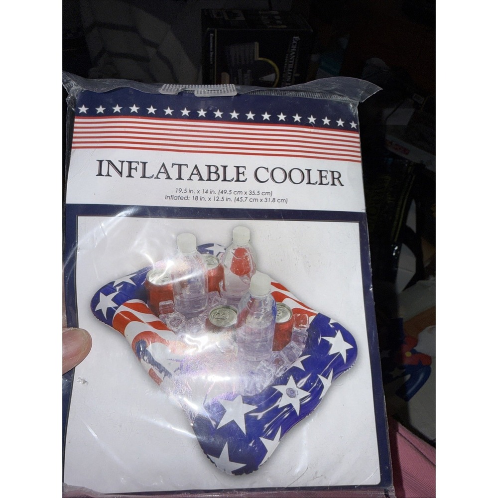 Patriotic Table Top Buffet Inflatable Cooler Red White Blue 19.5" x 12.5" NEW!